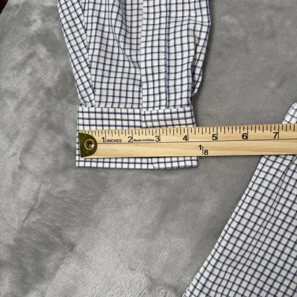 LL Bean Shirt Mens Large Black Blue Lines Wrinkle Resistant Button Down  0 MT78